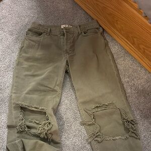 Army green free people jeans